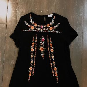 Black Tunic with Floral embroidery